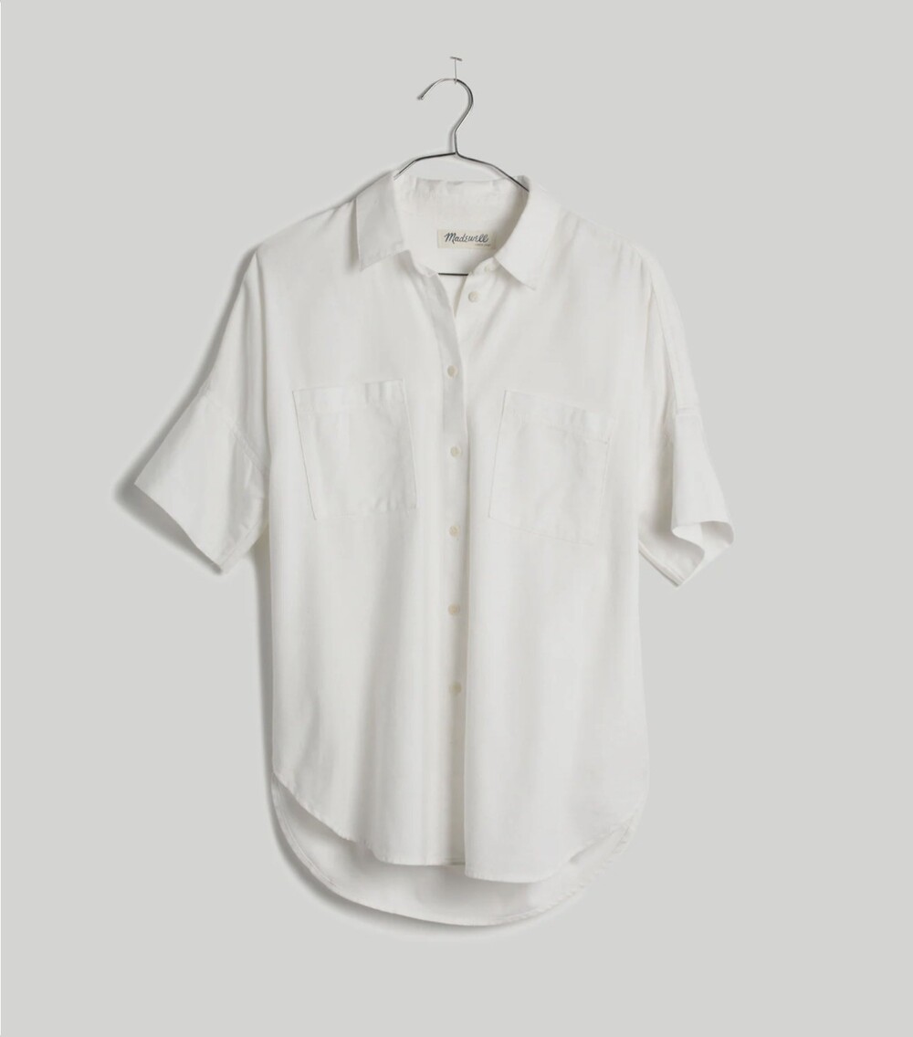 Madewell White Cotton Courier Shirt Oversized Boxy Relaxed Button Up Medium EUC